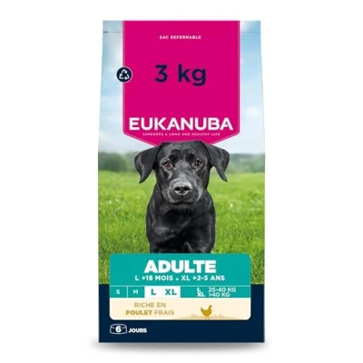 Image de EUKANUBA Life Care Croquettes Chien Adulte Grande Race 18 Mois à 6 Ans, Géante 2 5 Riche en Poulet Frais, L Carnitine, Oméga 3&amp;6, FOS, sans colorants, arômes artificiels ni OGM 3 kg