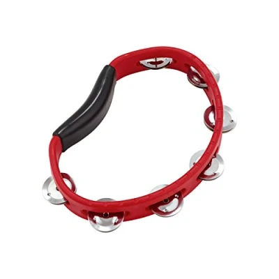 Image de Meinl Percussion Headliner Tambourin portatif avec jingles en acier inoxydable, une seule rangée, non fabriqué Chine, surface de jeu Guiro