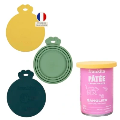 Image de FRANKLIN Couvercle en Silicone pour Boite de Conserves Taille Universelles Adapté aux Chien 100% Hermétiques, Solides et Durables Lot 3 couleurs