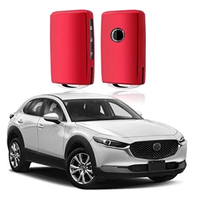 Image de SHAOHAO Compatible avec Mazda3 CX 30 5 8 2019 2020 2021 2022 2023 2024 Coque de clé Voiture en Silicone TPU Rouge