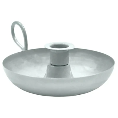 Image de Ivyline Bougeoir Conique en métal avec poignée Gris Durable et élégant Base décorative Forme de Plat pour Bougies Coniques H 5 cm x l 16 P 13