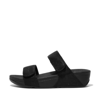 Image de Fitflop Femme Lulu Adjustable Shimmerlux Slides Sandale Glissante, Tout Noir, 36 EU