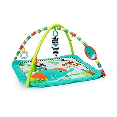Image de Bright Starts, Tapis d’activités, Zig Zag Safari, avec de Jeu et Jouets à emporter, pour Les Nouveau nés Plus
