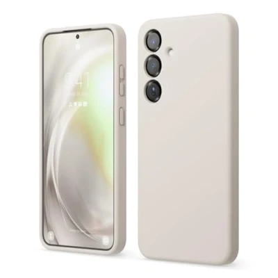 Image de elago Coque Silicone Liquide Compatible avec Samsung Galaxy S25 Plus, Protection Complète, Antichoc, Slim, Doublure Douce en Microfibre Anti Rayures, 6,7 Pouces (Stone)
