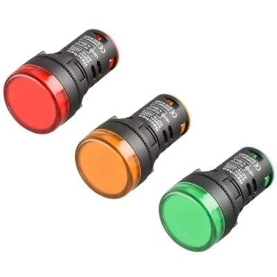 Image de Heschen Lot de 3 voyants lumineux LED 22 mm, AD16 22D/S, 12 VDC 20 mA, couleur rouge, vert, jaune