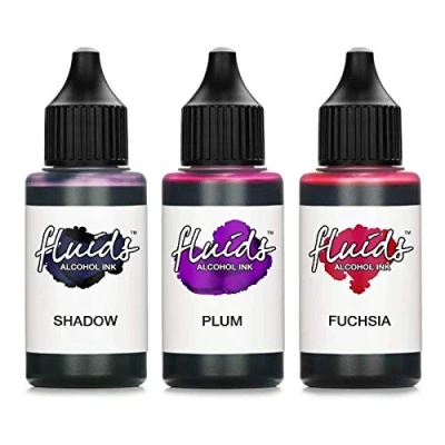 Image de Octopus 3X 30ml Fluids Alcohol Ink Set Shadow, Plum, Fuchsia, Encre à Alcool pour Fluid Art et Resin Art, résine époxy