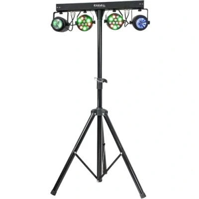 Image de Ibiza DJLIGHT60 Support de lumière avec 2 projecteurs PAR RVBB &amp; MOON FOWER RVBBA Pack LED 4 en 1