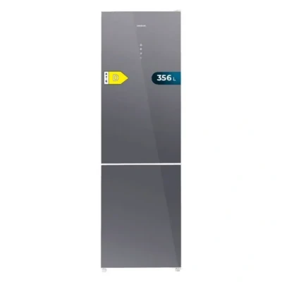 Image de Cecotec Réfrigérateur 256 L Bolero CoolMarket Combi 356 Glass Grey D, Classe Économie d&#039;Énergie, Mode Vacances, Multi Airflow, No Frost Total, Humidity Box et Crisper Box.