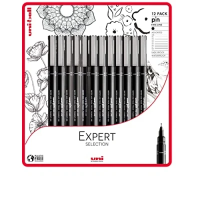 Image de uni ball PIN Lot de 12 stylos à pointe fine, encre résistante l&#039;eau et la décoloration, idéal pour les architectes, croquis, le scrapbooking, dessin, l&#039;art, dessin technique, qualité