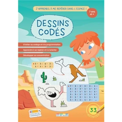 Image de Dessins codés Niveau 2 dès 7 ans: 33 activités pour apprendre à se repérer dans l&#039;espace et sur un quadrillage