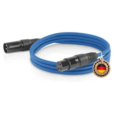 Image de ETEC, câble XLR, microphone, fiche XLR vers prise d&#039;extension bleu, 3,00 m