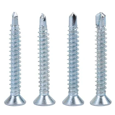 Image de M4.2 Vis Autotaraudeuse à Tête Plate en Métal Jeu de Queue Forage Boulons pour Fixation Tôle(M4.2 * 38(50PCS))