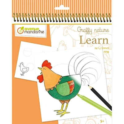 Image de Avenue Mandarine GY149C Un carnet de coloriage Graffy Lean pour apprendre à dessiner 24 dessins A partir 5 ans FERME