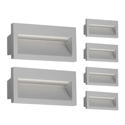 Image de ledscom.de 6 pièces LED encastrées au mur NOLA, downlight pour l&#039;extérieur, IP54, gris mat, 140 x 70mm, blanc chaud
