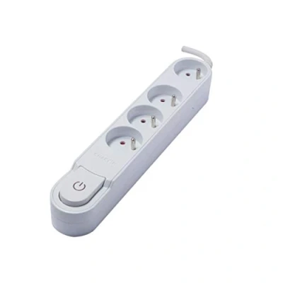 Image de CHACON Bloc multiprise Design Blanc avec Interrupteur 4 x 16A 3 m