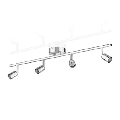 Image de ledscom.de Plafonnier LUNARA, 4 flamme, inox mat, 4x GU10 max. 25W, spot de plafond, lampe luminaire, pivotant, orientable, spot, multi flammig,