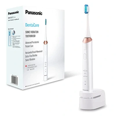 Image de Panasonic Personalcare EW DC12 W503 Brosse à Dents Électrique, Technologie ultrasonique, 90 minutes d&#039;autonomie, 3 modes de brossage, 31 000 vibrations/min, Minuteur, Blanc et doré
