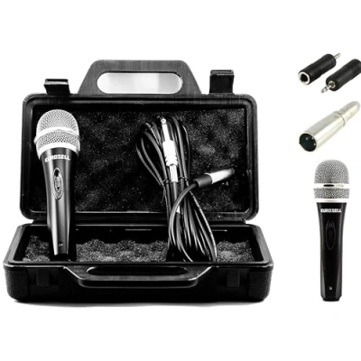 Image de TronicXL Prime Microphone Dynamique pour la Connexion Audio Chant Rap Studio présentateur Dynamic Mic Mikro avec 5m Câble XLR de 6.35 3,5mm mm Valise Noir Kit Set