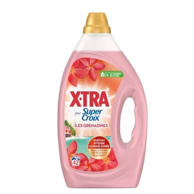 Image de Xtra par Super Croix Lessive Liquide Îles Grenadines Fleurs Précieuses des Iles &amp; Baies de Groseille Moment Evasion Experience Sensorielle Parfum Intense Longue Durée Efficace dès 20C 42 Lavages