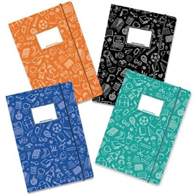 Image de Papierdrachen 4 cartables sans plastique de haute qualité avec élastique dans DIN A4 Motif Scribble dossier courrier pour les élèves collecteur cahiers agrafeuse set numéro 11
