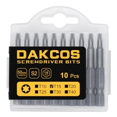 Image de DAKCOS T15 Bit Longue, embouts T15, assortiment d&#039;embouts en S2 (longueur : 50 mm, 10 pièces)