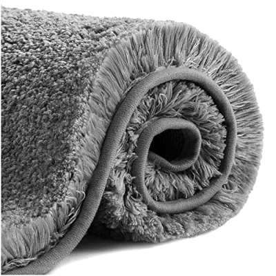 Image de VANZAVANZU Tapis de Bain Antidérapant Salle Épaissi Sortie Douche Absorbant Sol Ultra Doux en Microfibre, Séchage Rapide, Lavable Machine 60 x 90cm (Gris Foncé)