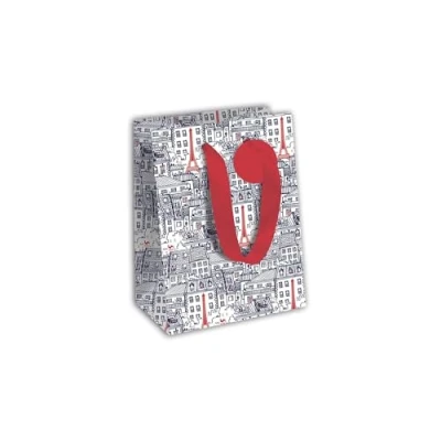 Image de Eurowrap 33871 3C Un lot de 6 Sacs cadeaux Excellia Format Moyen 21,5x10,2x25,3cm 210g Motif : Art, immeubles, Paris Idéal pour Livre, Jeu, Petits