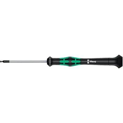 Image de Wera 05118092001 2052 Tournevis électronicien hexagonal à tête sphérique, 2.0 mm x 60 mm, Noir/vert