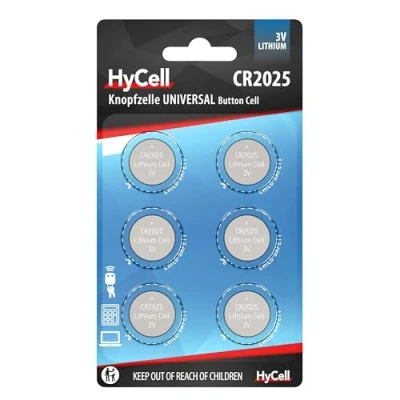 Image de HyCell Piles Lithium CR2025 3V (6 pces) Bouton pour clés de Voiture, horloges, bips Parking, Jouets électroniques, etc. universelles résistantes à Haute capacité