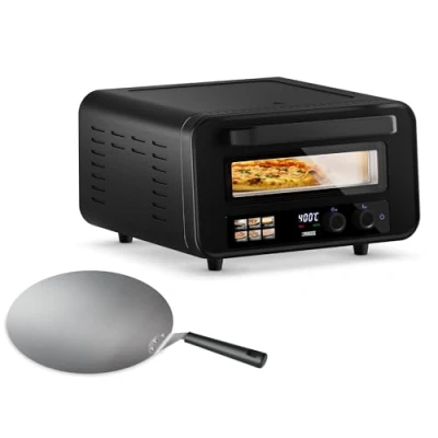 Image de Princess Four à Pizza Pro Max, 15L, 400C, 2100W, Commandes Tactiles, Pierre et Pelle Incluses, Chaleur Haut/Bas, Minuterie, Compact Portable, Utilisation Intérieure/Extérieure, 112780