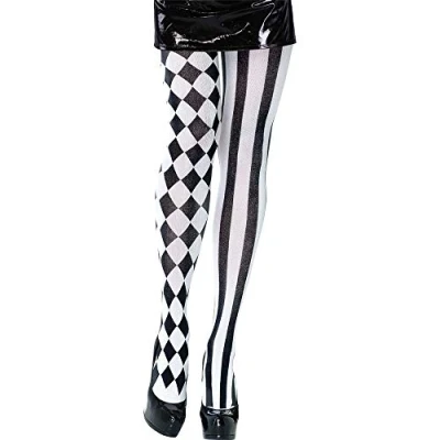 Image de Bristol Novelty Collant d’Arlequin pour femme, noir et blanc, taille unique Halloween