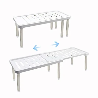 Image de Étagère extensible pour placard de cuisine à épices sur pied rangement rétractable salle bain, plan travail, garde manger Blanc