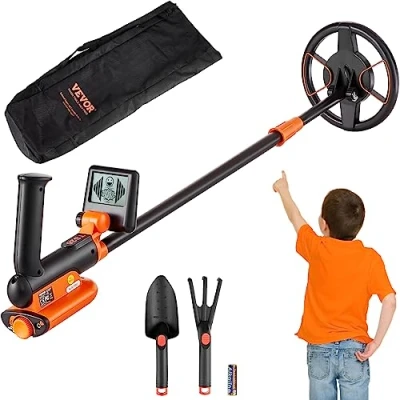 Image de VEVOR Détecteur de Métaux pour Enfants 15,2 cm Professionnel Réglable Bobine Recherche Étanche IP68 Écran LCD Puce DSP Avancée Léger Juniors Pièces d&#039;Or Trésors