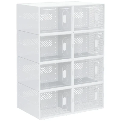 Image de HOMCOM Lot de 8 boites Cubes Rangement à Chaussures modulable avec Portes Transparentes dim. 25L x 35l 19H cm