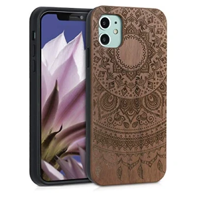 Image de kwmobile Housse Compatible avec Apple iPhone 11 Coque Étui de Protection Rigide Antichoc Cadre en TPU Brun foncé
