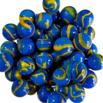 Image de mesbilles 30 Billes Bleu et Jaune Bille en Verre 16 mm