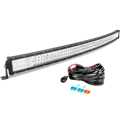Image de AUXTINGS 132,1 cm 675W Triple rangée 7d Barre lumineuse LED de travail spot inondation Combo Faisceau DC 12V 24V 6000K Offroad Véhicules 4x4 ATV Utvs