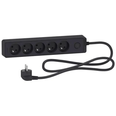 Image de Schneider Electric SC5ST9351B Rallonge multiprises 5 Prises 2P+T Anthracite 1,5m, Noir