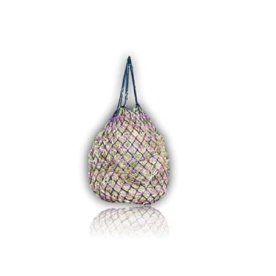 Image de Filet à foin extra large pour chevaux 5 x cm Maille adaptée au bien être une meilleure digestion Sac nourriture poneys, jeunes chevaux, vieux chèvres (1 bleu marine)
