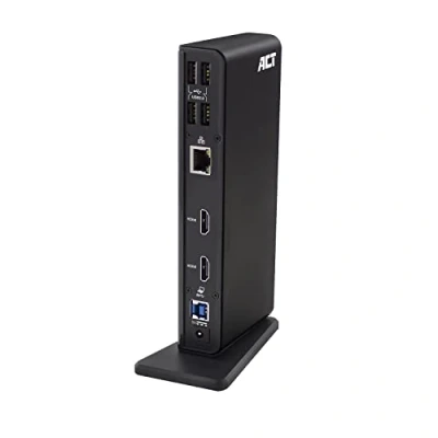 Image de ACT Station d&#039;accueil USB A et C 11 en 1, 2 Ports HDMI, 3.0, 4 2.0, Gigabit Ethernet, Microphone Audio Jack 3,5 mm Casque AC7049