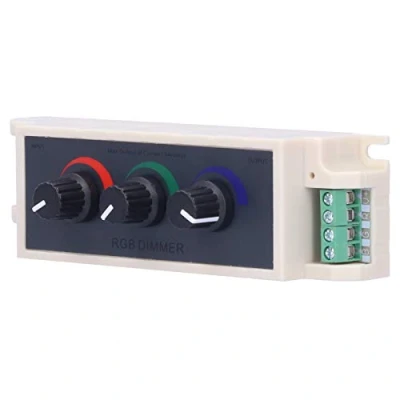 Image de AUNMAS Contr?Leur de gradateur à LED, Sortie 3 canaux DC12V 24V PWM RGB pour Bandes LED Multicolores