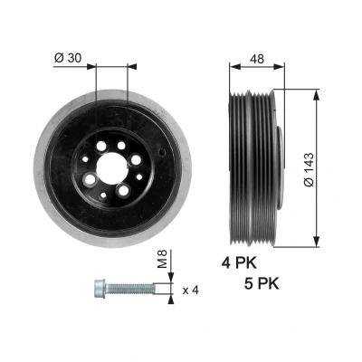 Image de GATES TVD1015A Poulie Damper 48 avec accessoires FleetRunner Micro V Stretch Fit AUDI: A4 B6 Berline, Avant, A6 C5 Avant