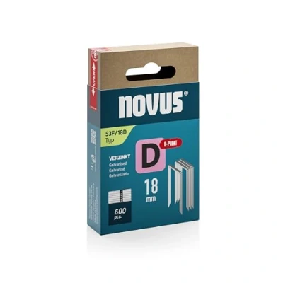 Image de NOVUS TOOLS Lot de 600 agrafes à fil plat 18 mm type 53F/18D, pointe en D pour une résistance accrue l&#039;extraction, boîte coulissante, films et cartons