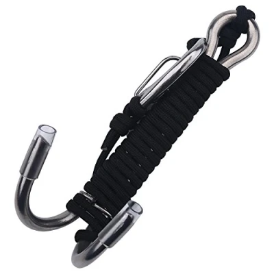 Image de Tbest Reef Hooks Scuba Diving,Tbe Crochet Double De Récif sous Marine avec Cordon Rétractable Bobine Fixation Hook Replacement pour Plongeur (Noir)