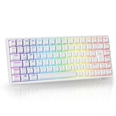 Image de RK ROYAL KLUDGE RK84 de Clavier jeu 75 % 85 touches TKL compact, Bluetooth mécanique, interrupteur rouge, rétroéclairage RVB, 2,4 GHz pour Mac et Windows