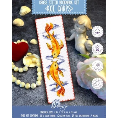 Image de Povitrulya Koi Carp Kit de broderie au point croix pour adultes avec motif papier, toile Aida 16 points et fil pré trié Cadeau Noël Nouvel An