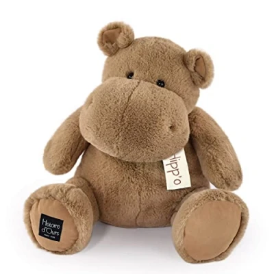 Image de Histoire d&#039;Ours Peluche Hippopotame HIPPO Chocolat Chaud 40 Cm Grande Douce et Mignonne pour les Calins Idée Cadeau de Naissance Anniversaire Enfants L&#039;HIPPO HO3204
