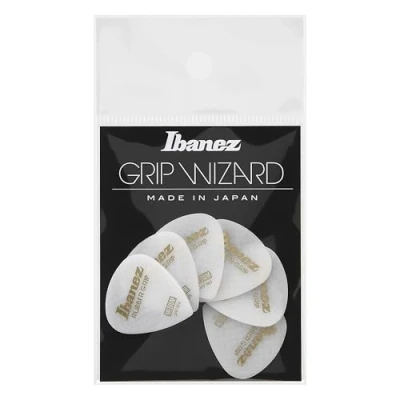Image de Ibanez PPA16MRG WH Lot de 6 médiators grip WIZARD à caoutchouc, 0.8mm, Blanc