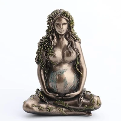 Image de Veronese Design Figurine en résine Peinte Finition Bronze Gaia Assis Lotucs