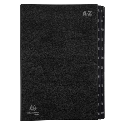 Image de Exacompta Réf. 57024E Carton de 8 trieurs Ordonator couverture rigide intérieur en carte recyclée onglets plastifiés A à Z 24 compartiments dimensions x 34 cm Noir